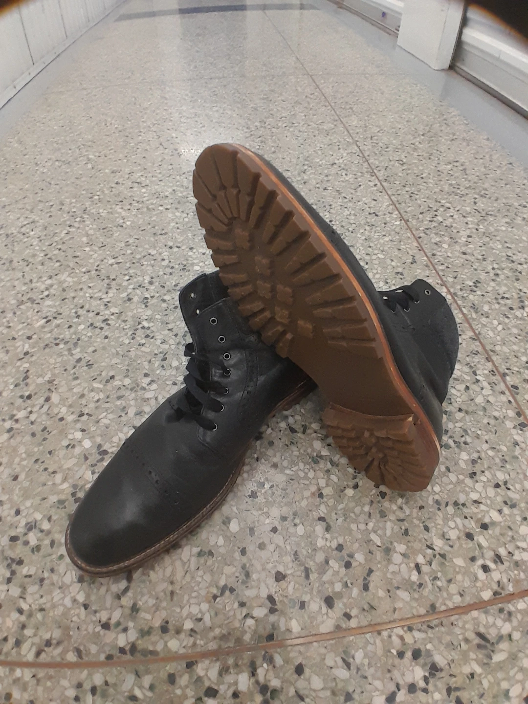 Black Leather Lace-up Boots Est 1850 Men's Size 13 - photo 2