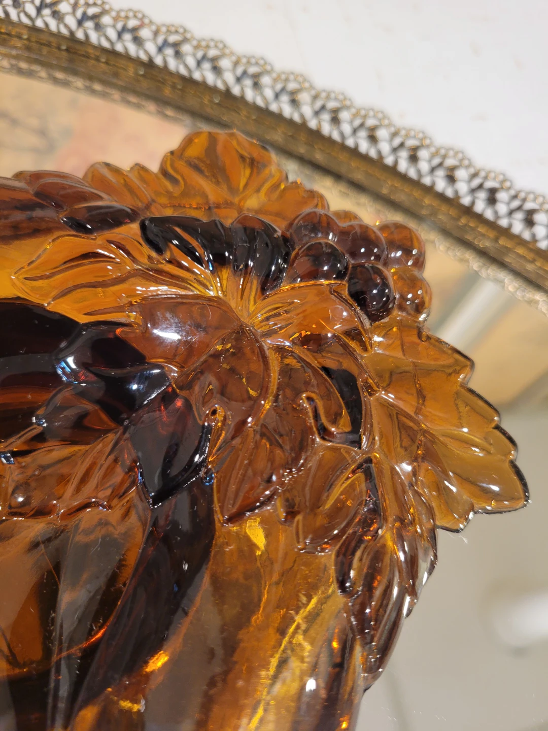 Vintage Amber Indiana Glass Giving Hands Trinket Dish - photo 5