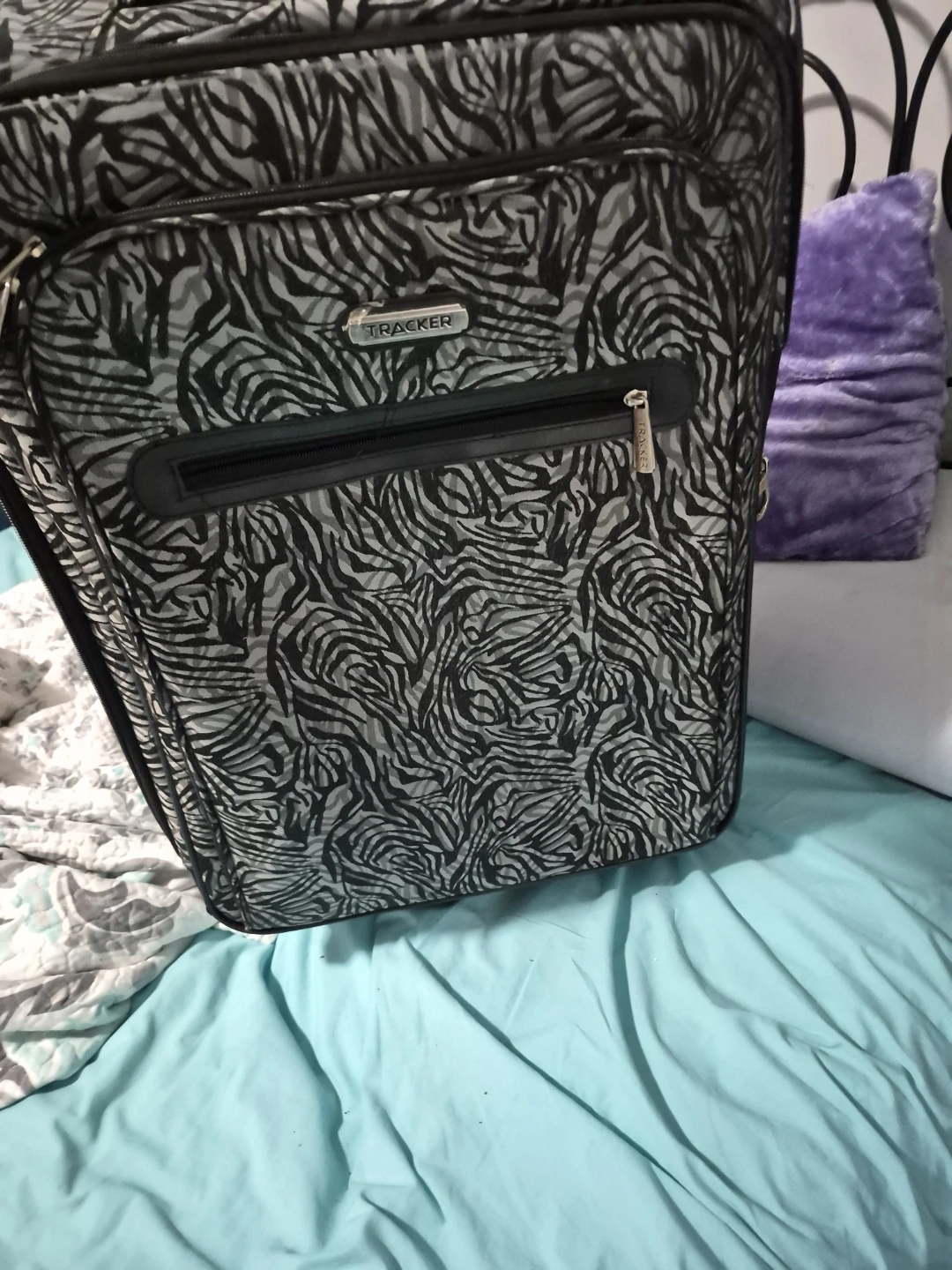 Tracker Zebra Print Rolling Suitcase