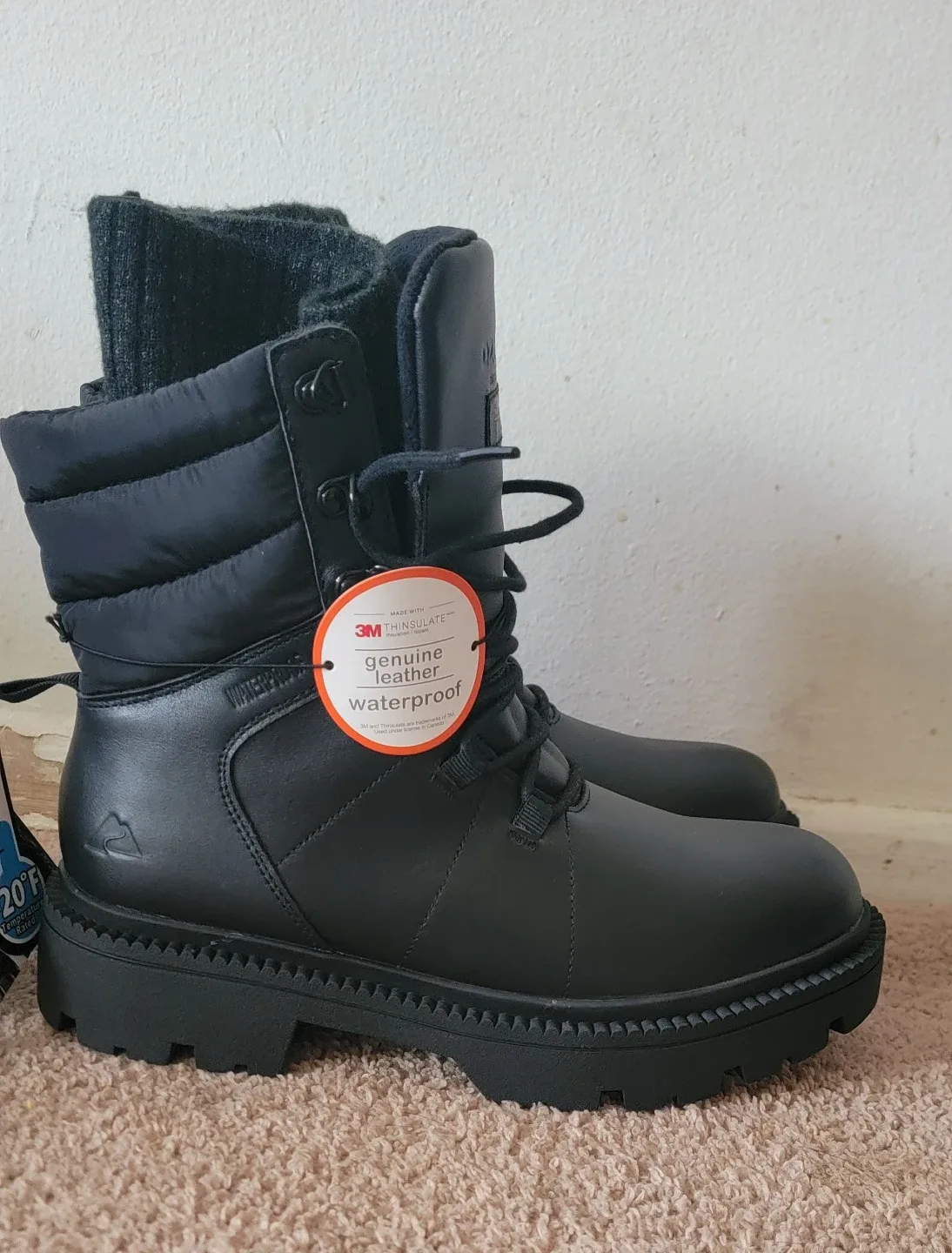 Ozark Trail Black Waterproof Insulated Combat Boots - Size 9 ,10