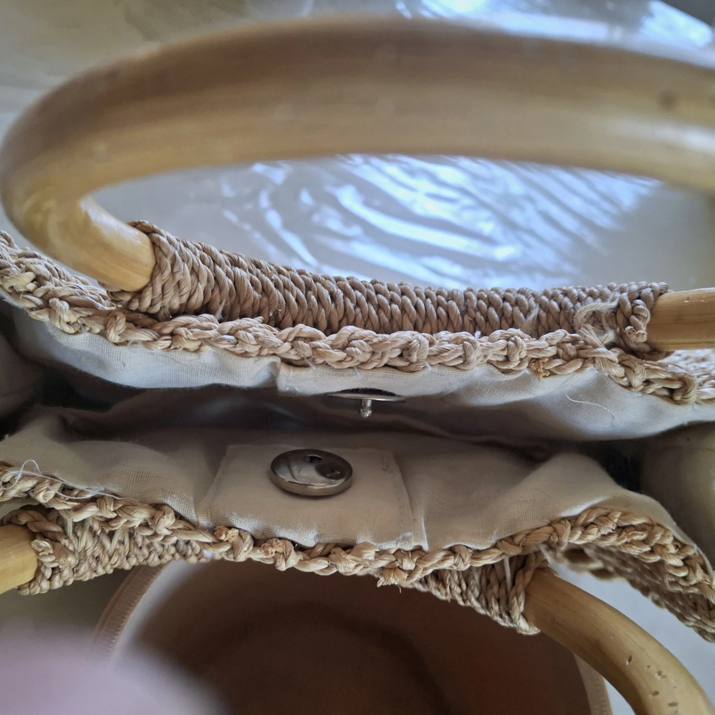 Straw Tote Bag with Wooden Handles - photo 2