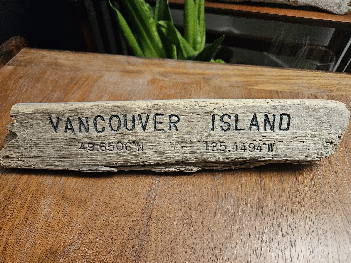 Vancouver Island Driftwood Decor with Coordinates
