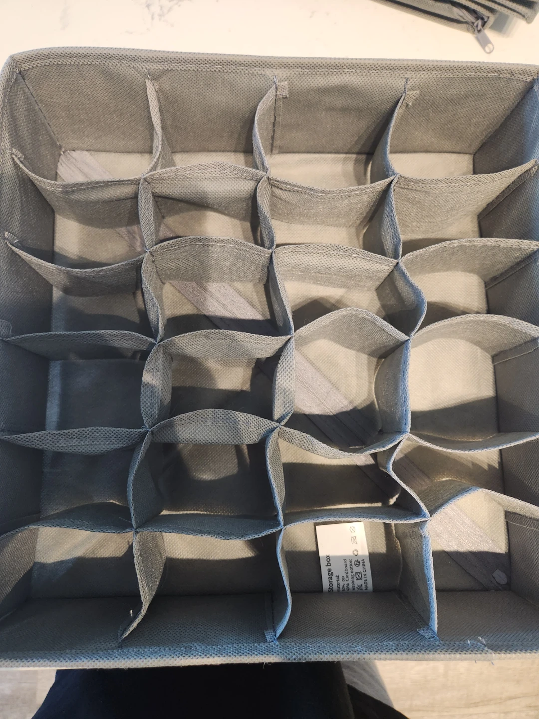 Grey Fabric Storage Box with 16 Compartments