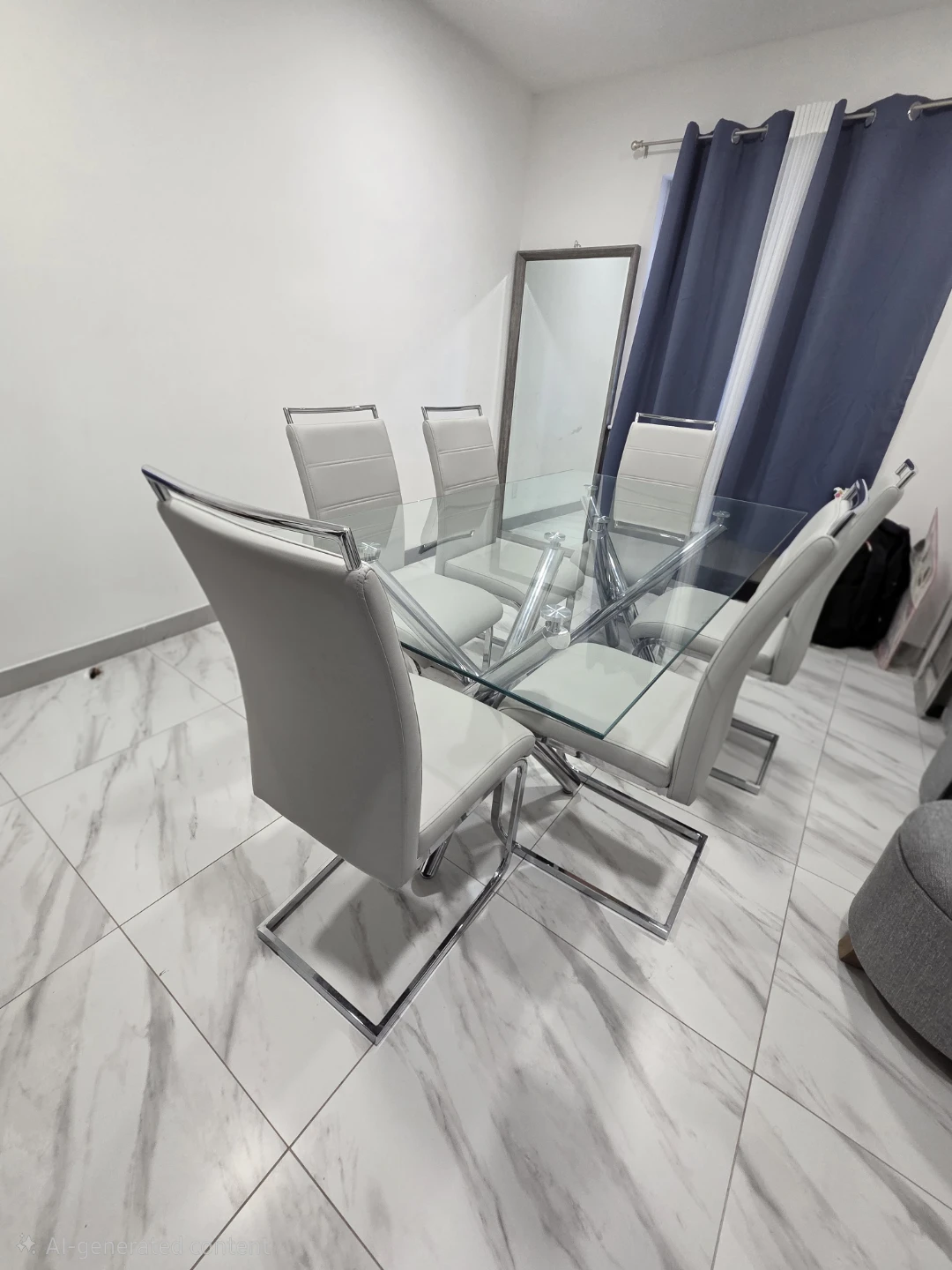 Glass Dining Table Set with 6 Chairs
