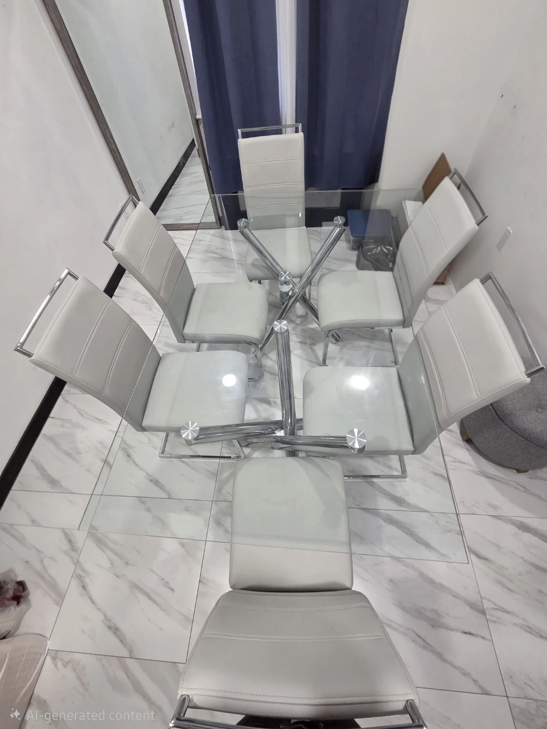 Glass Dining Table Set with 6 Chairs - photo 2
