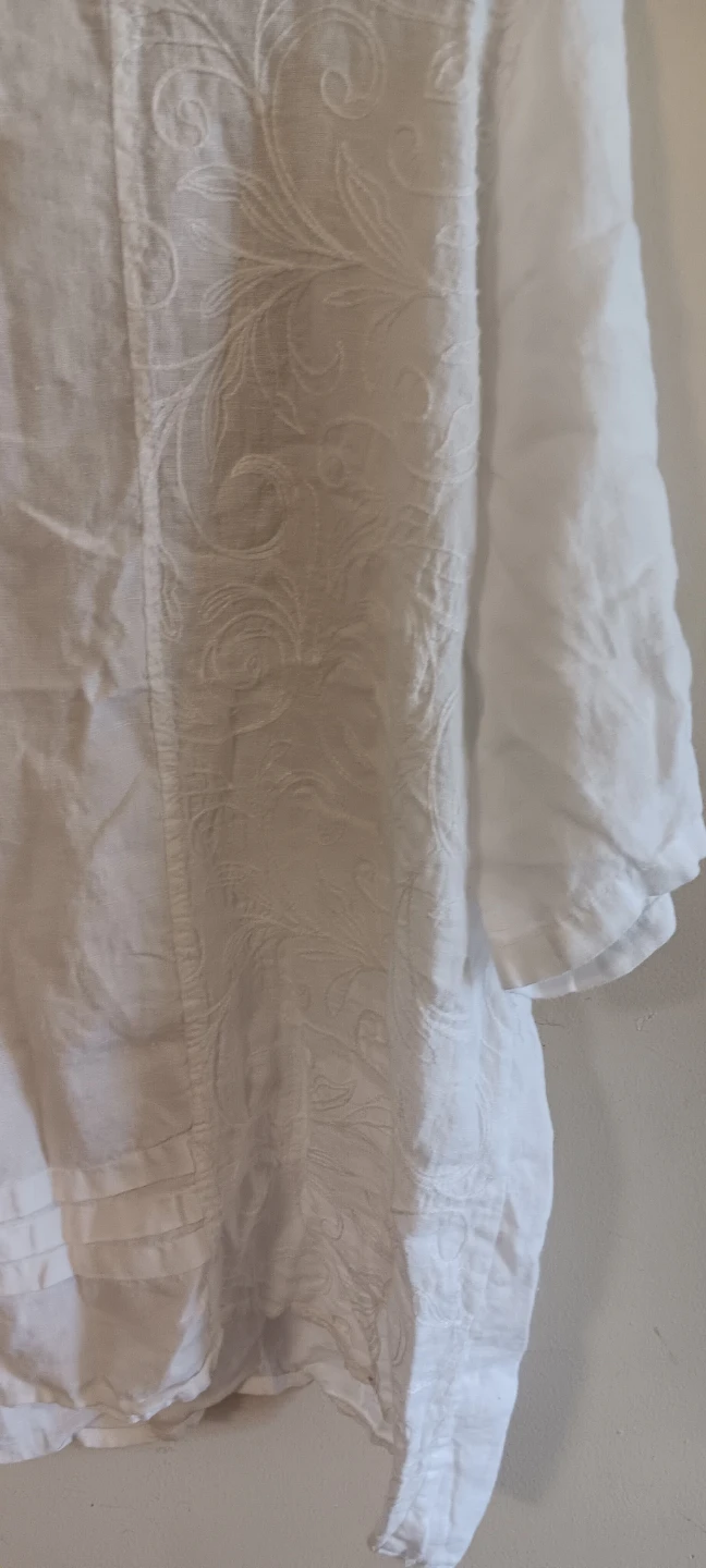 Lungo L'Arno White Embroidered Linen Top XL - photo 2