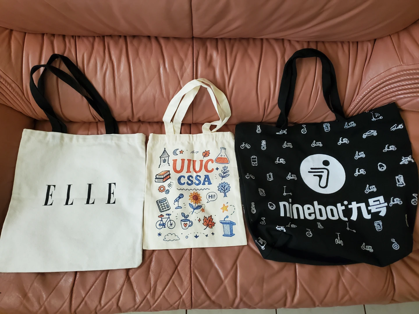 Tote Bags: ELLE, UIUC CSSA, Ninebot