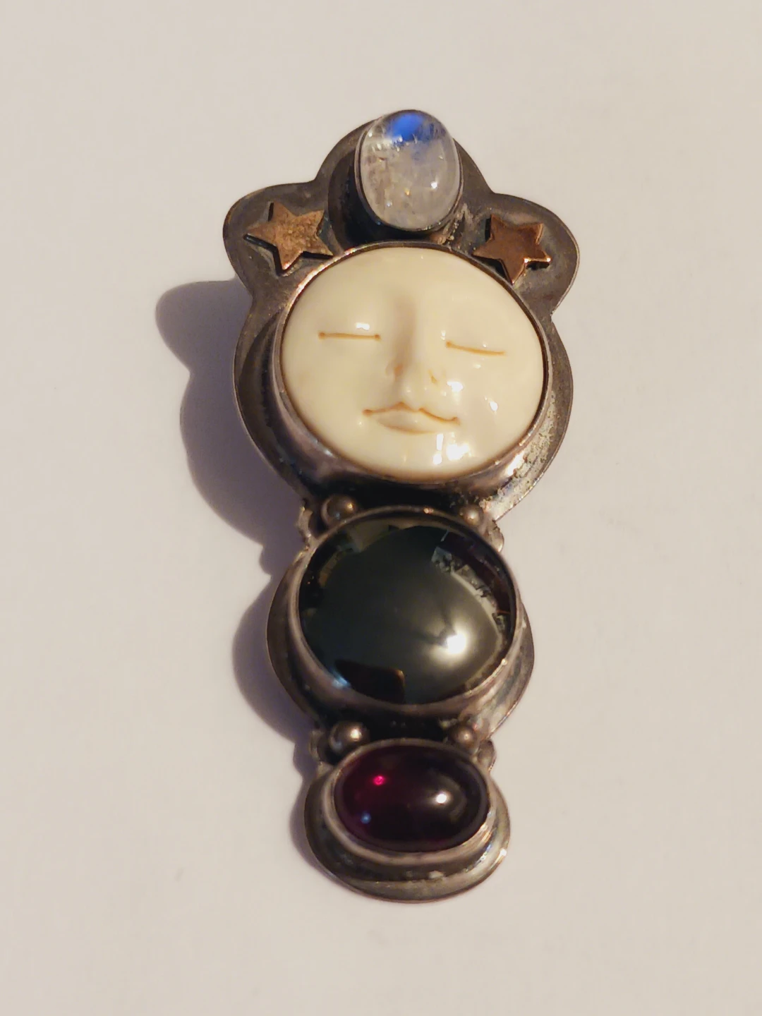 Sajen Sterling Silver Multi Gemstones CarvedFace Goddess Pendant - photo 3