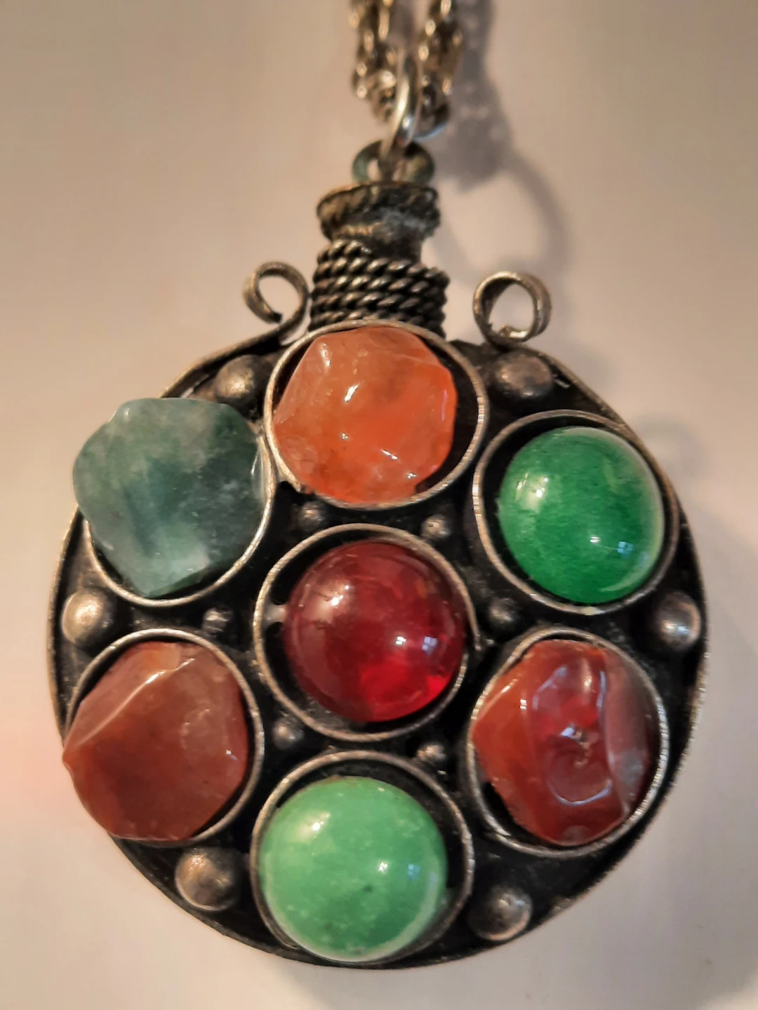 Pendant Necklace with Assorted Gemstones