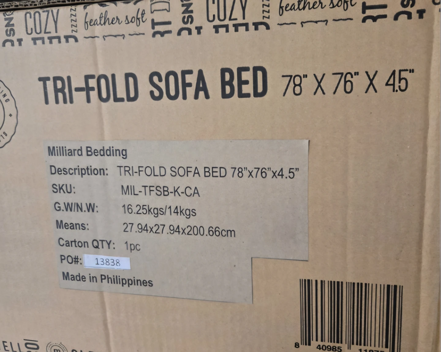 Milliard Bedding Tri-Fold Sofa Bed - photo 5