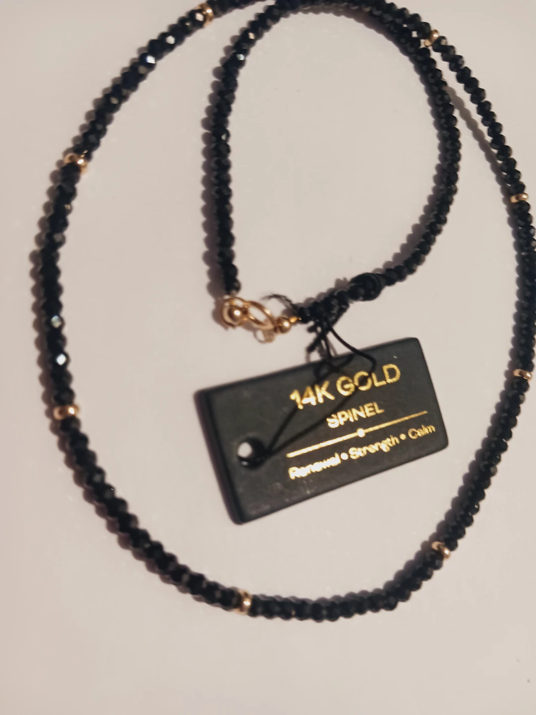 14K Gold Clasp & 14K Beads Black Spinel Stone Necklace - photo 2