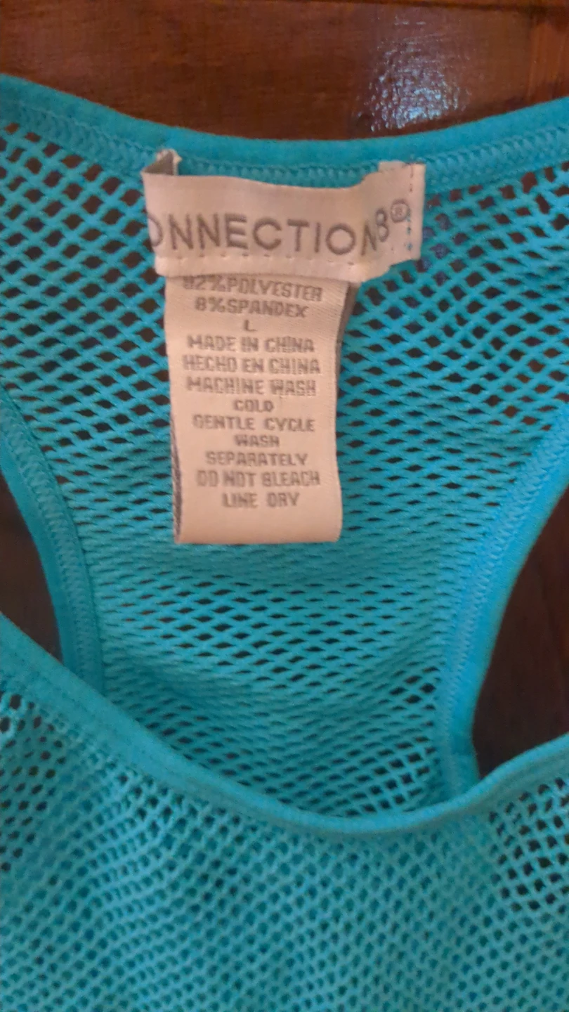 Turquoise Mesh Tank Top - photo 2