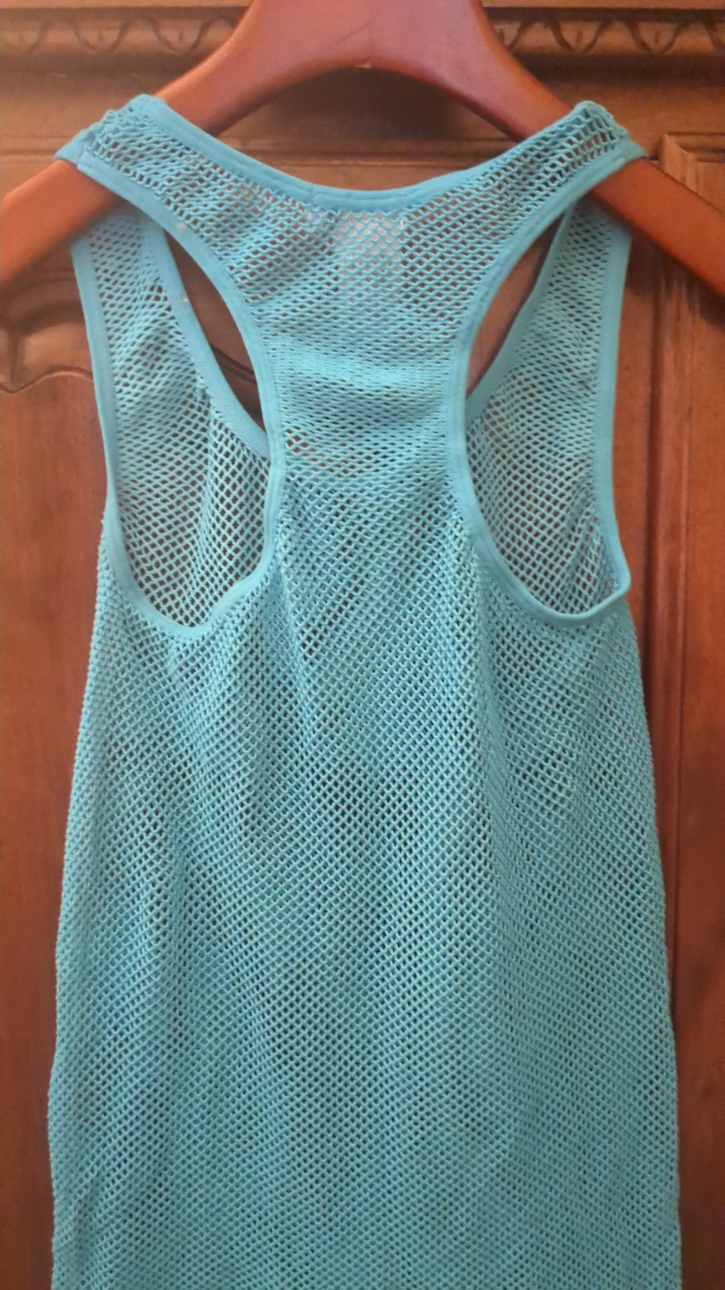 Turquoise Mesh Tank Top - photo 3