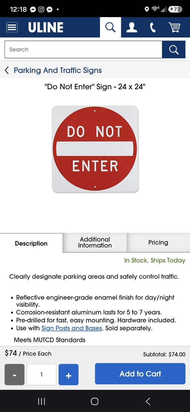 New aluminum Do Not Enter Sign 24"x 24" - photo 2
