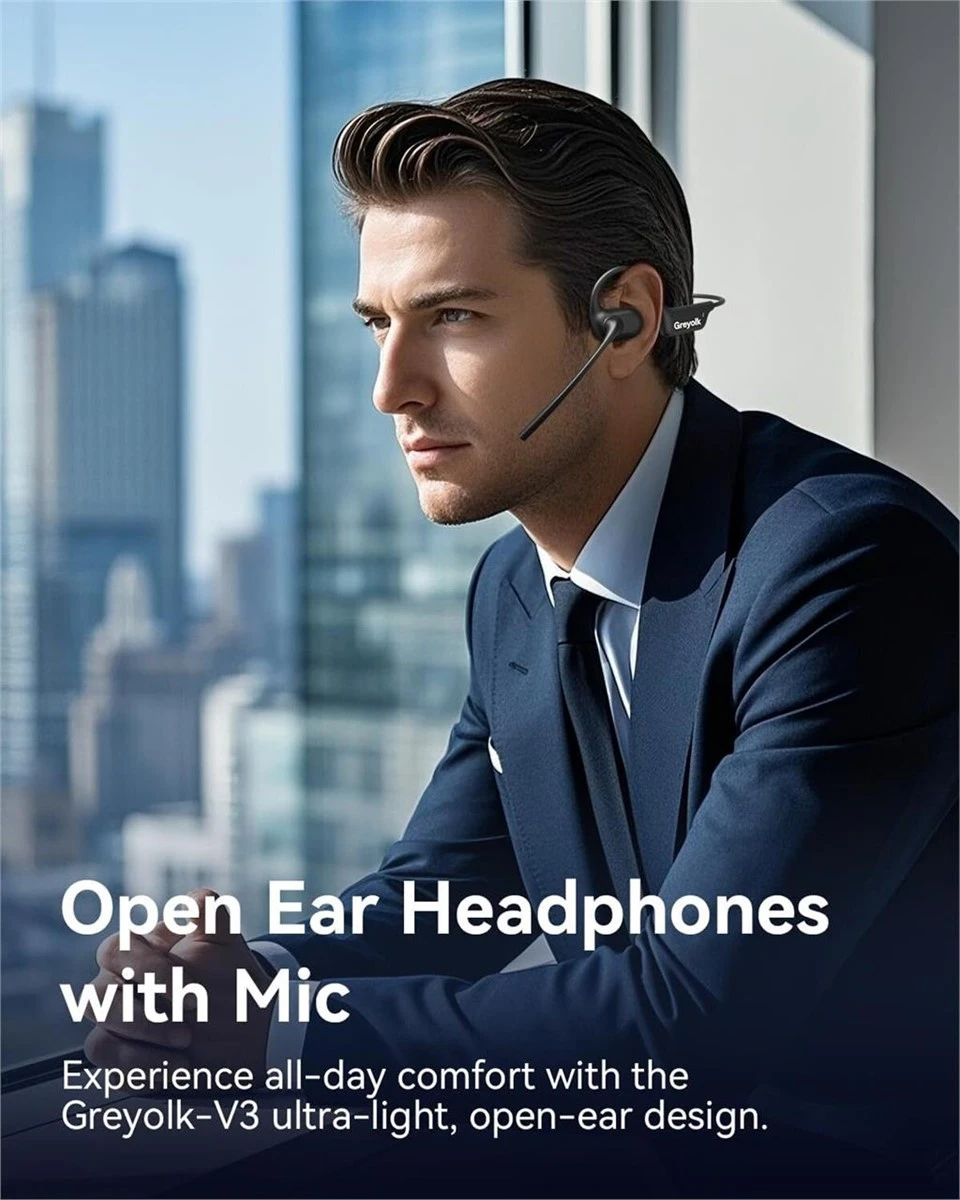 Greyolk Open Ear Headphones with Mic - photo 2