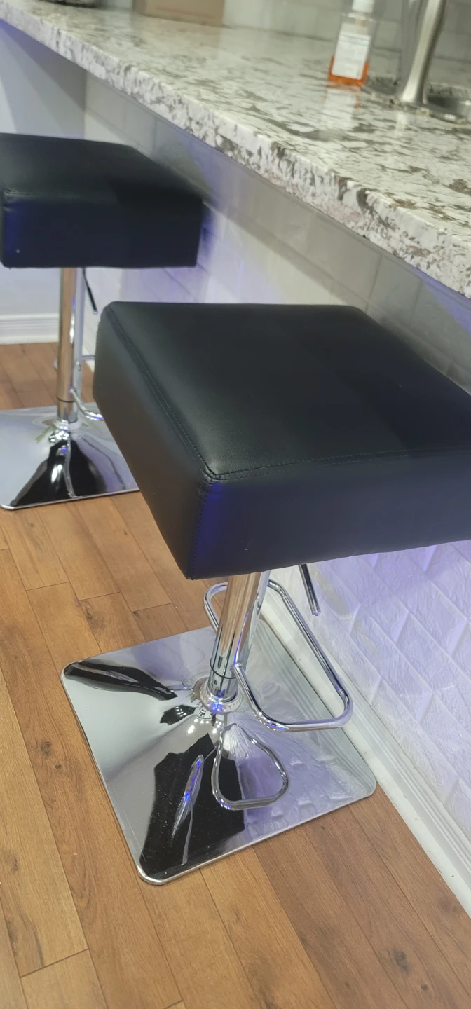 Set of 2 Black Adjustable Bar Stools