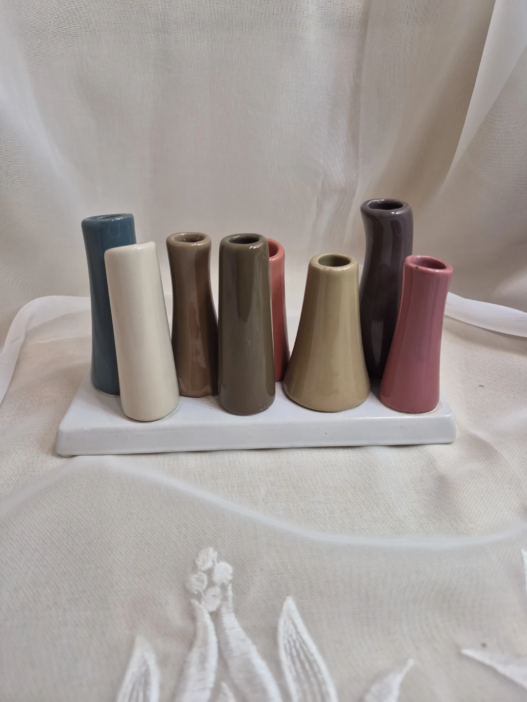 Chive Pooley Multi-Color Ceramic Flower Vase w 8 Bud Vase Decor