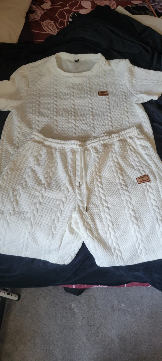 White Textured Short Set