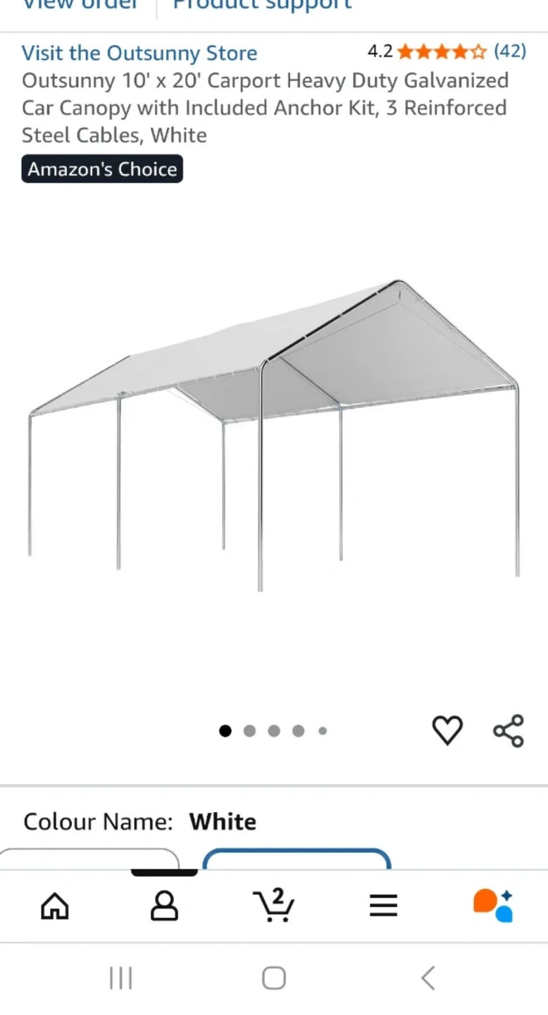 Outsunny 10' x 20' Carport Canopy