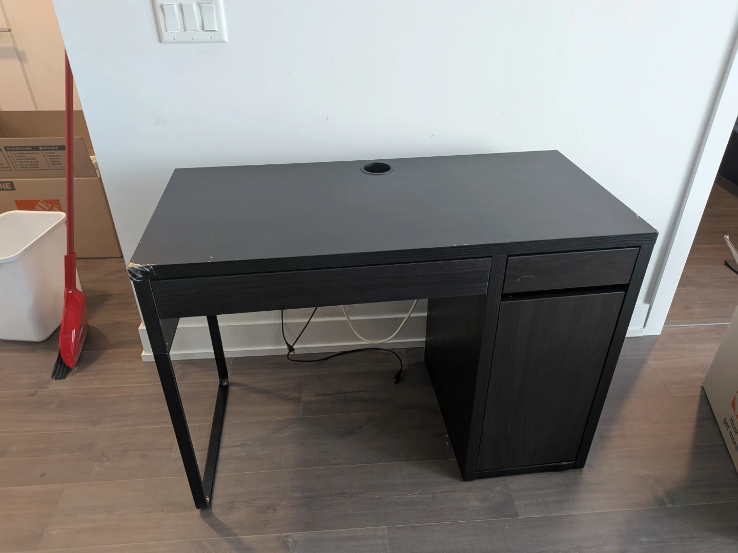 Ikea Office desk with side storage and monitor stand
