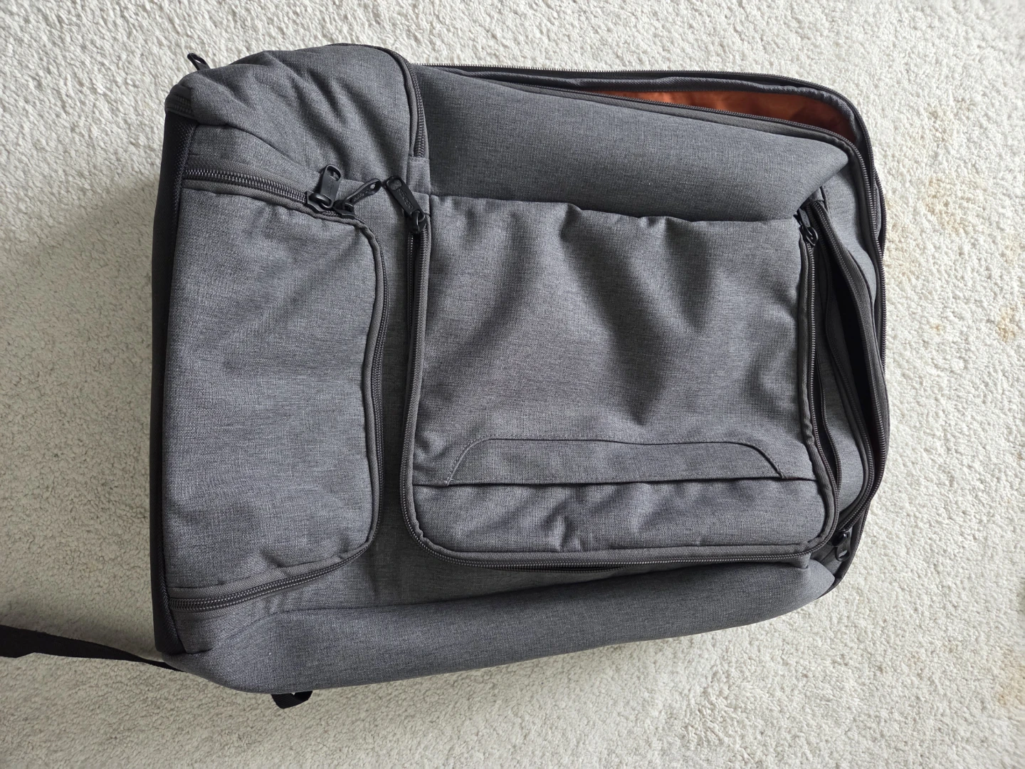 Grey Travel Bag with Orange Interior