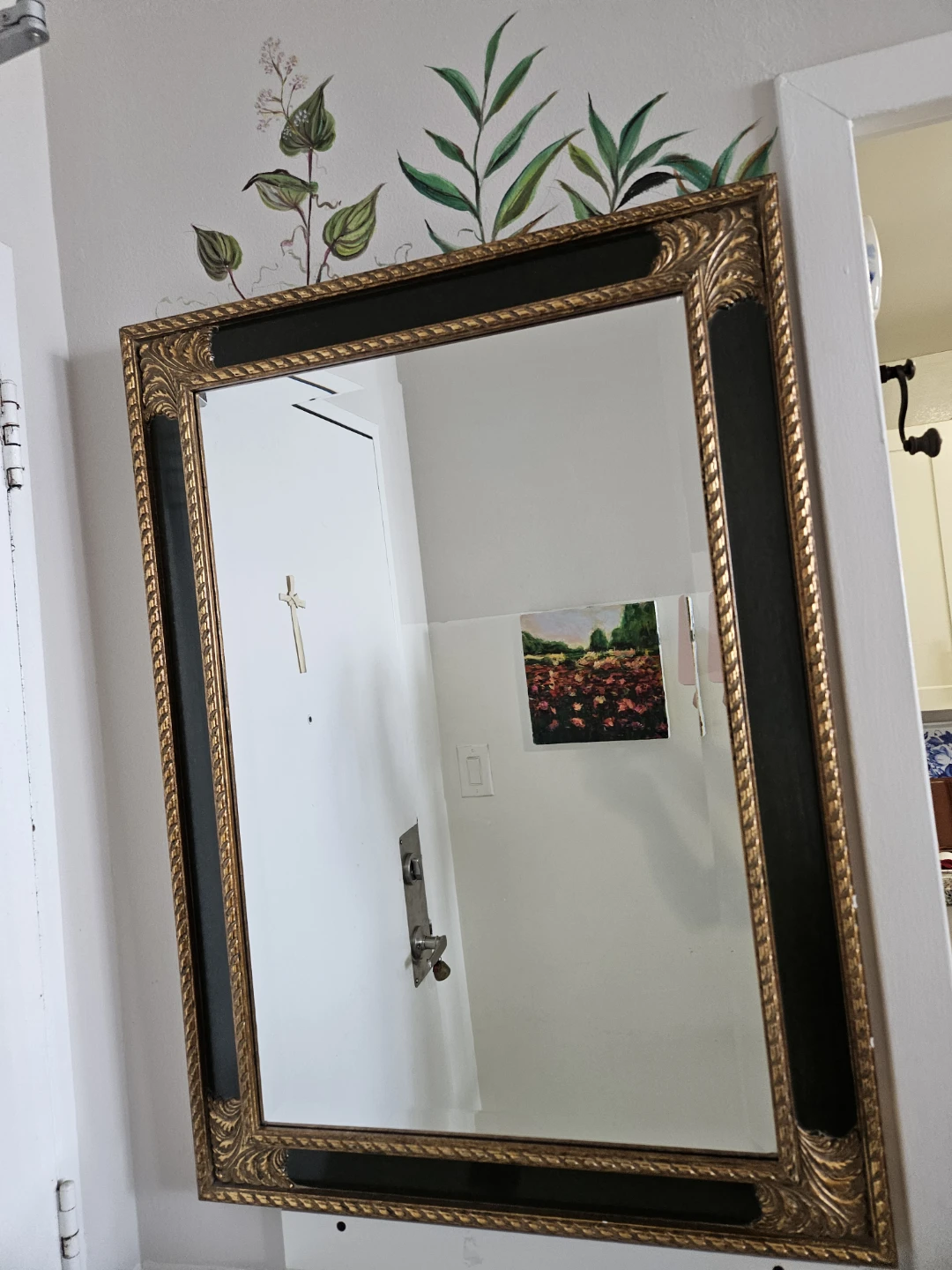 Ornate Roman  Gold and  Green  Framed Mirror - photo 2