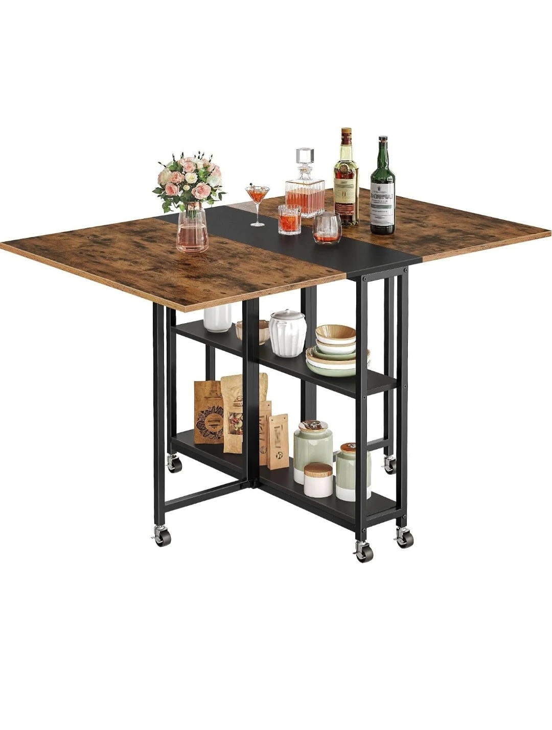 Folding Dining Table with Shelves - photo 2