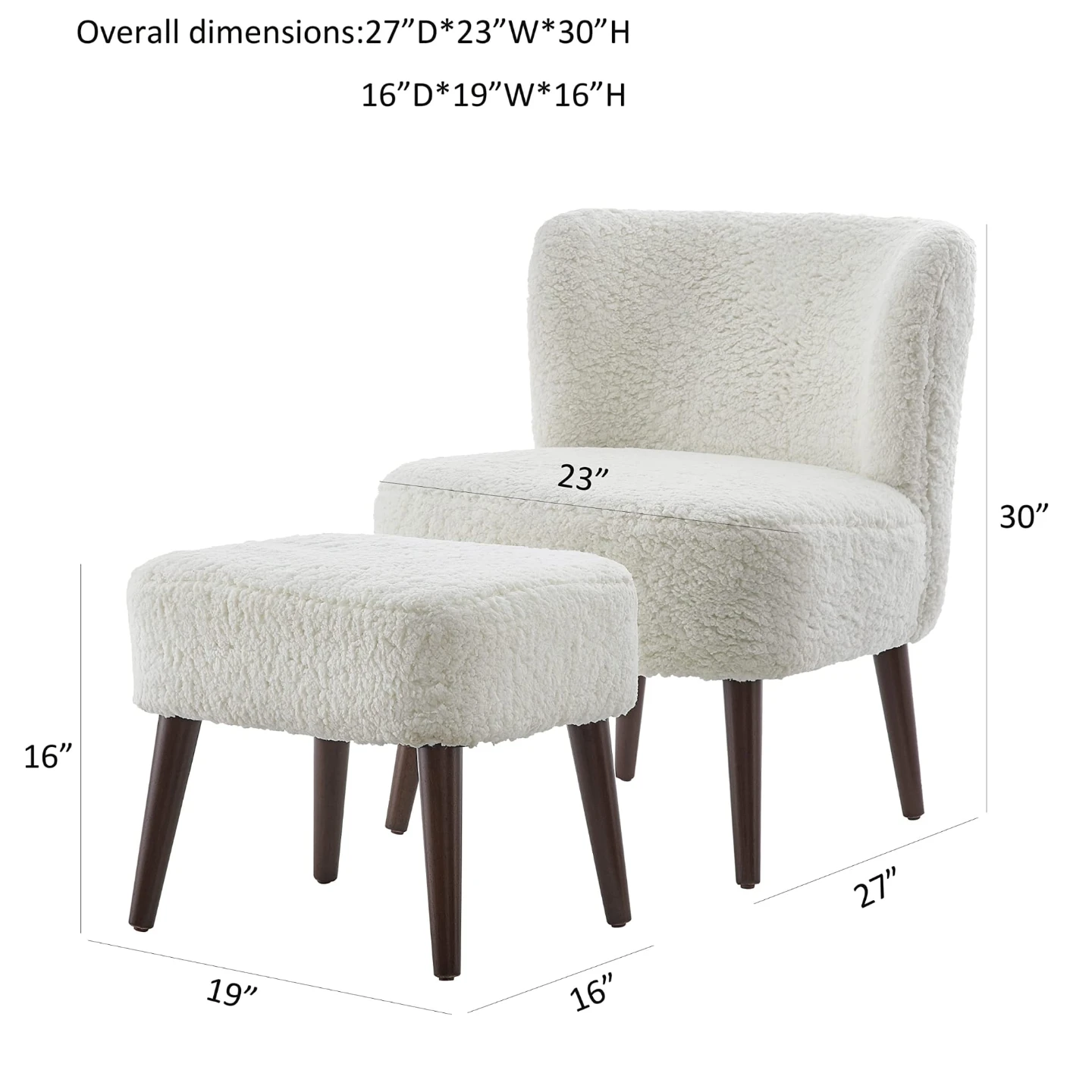 White Teddy Chair with Ottoman - photo 2