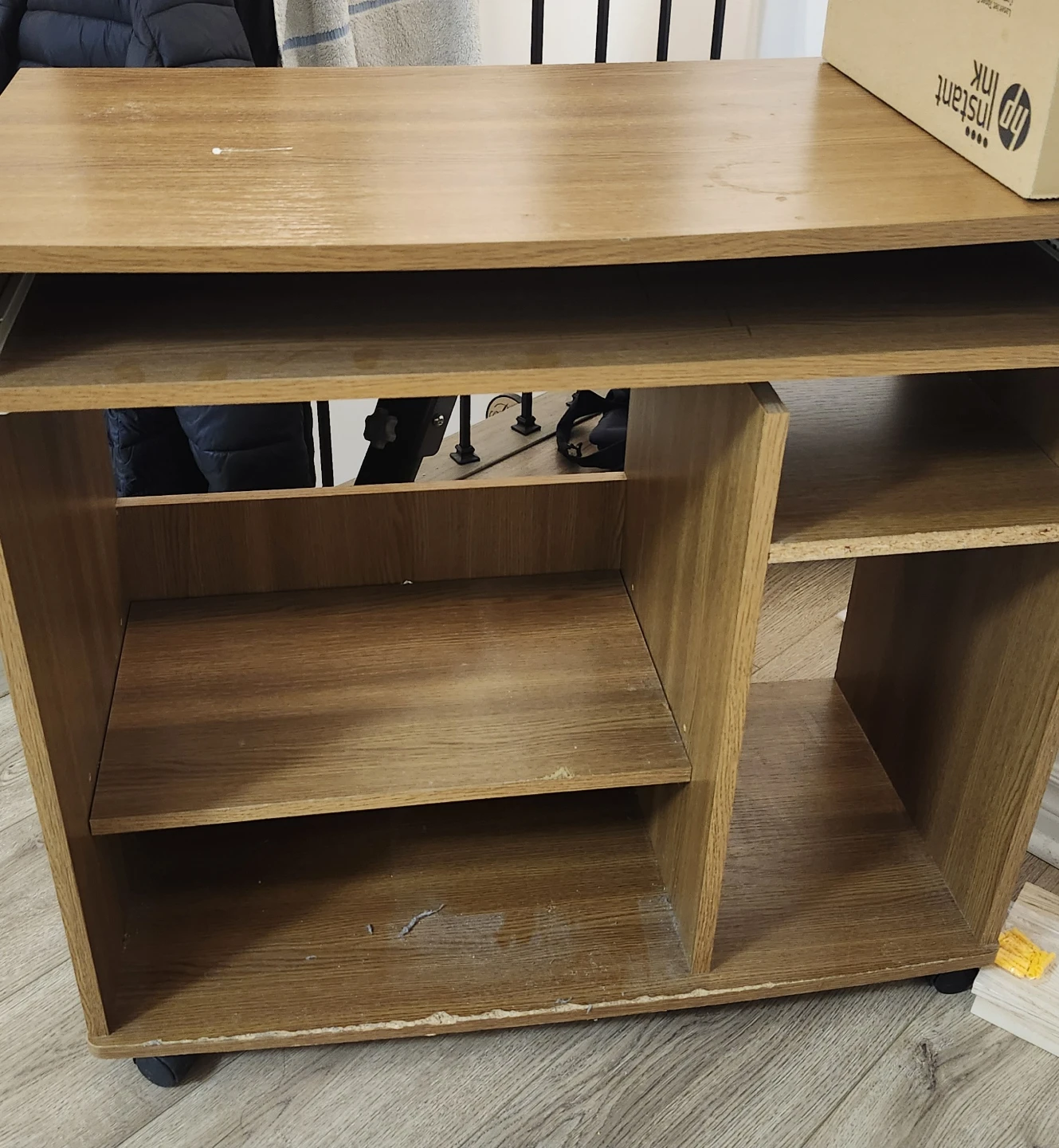 Wooden Computer Desk with Shelves