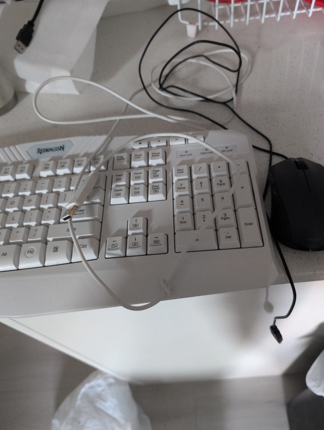 Redragon White Keyboard and Staples Mouse Bundle