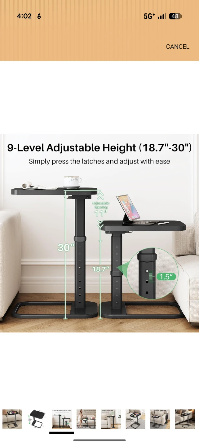 Adjustable Height Side Table - photo 4