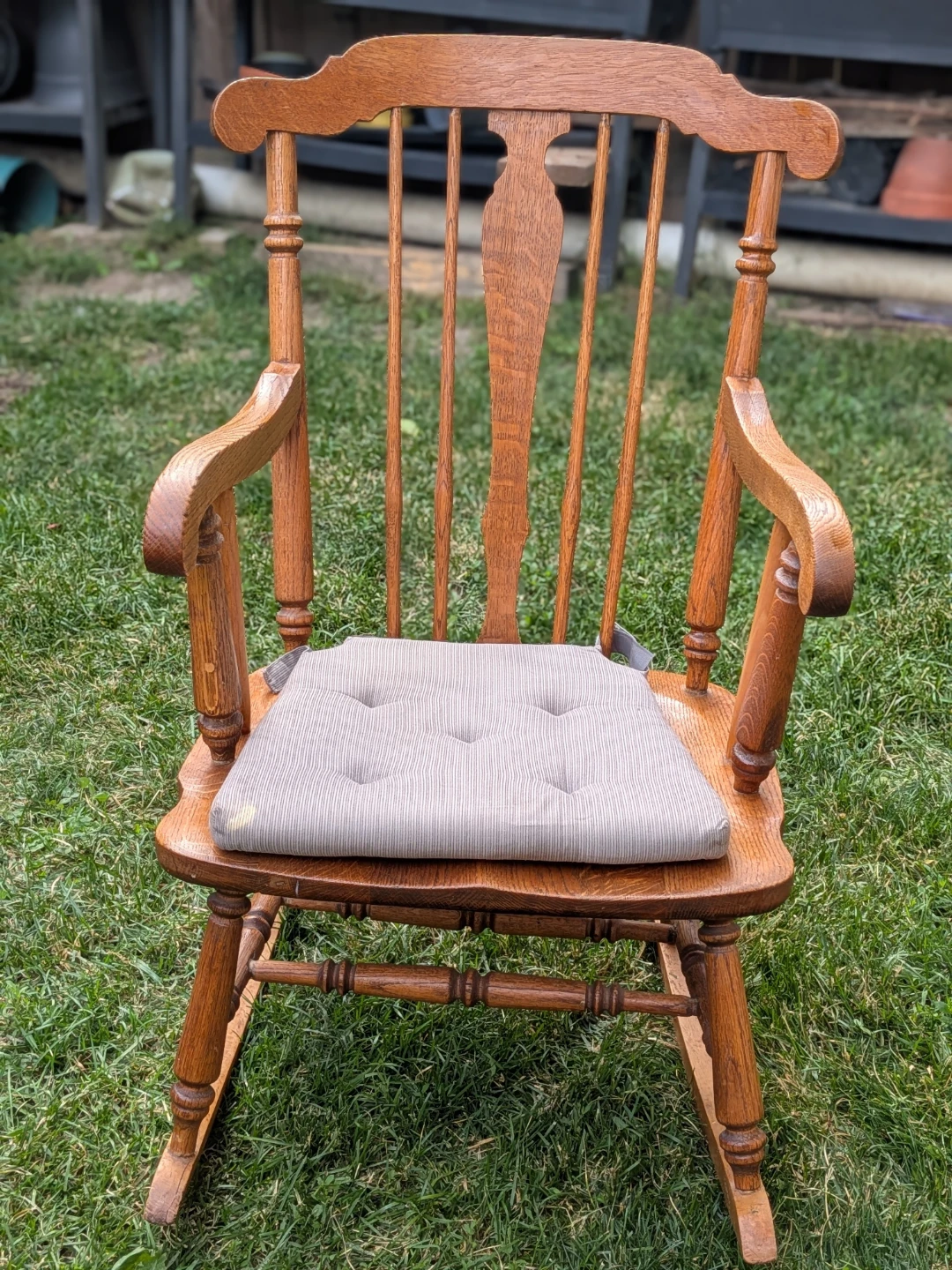 Vintage Wooden Rocking Chair with Cushion - photo 2