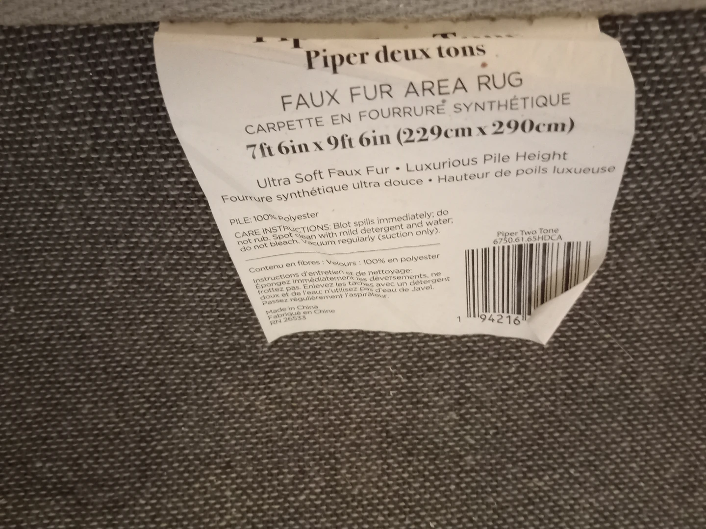 Piper deux tons Faux Fur Area Rug 7ft 6in x 9ft 6in - photo 2