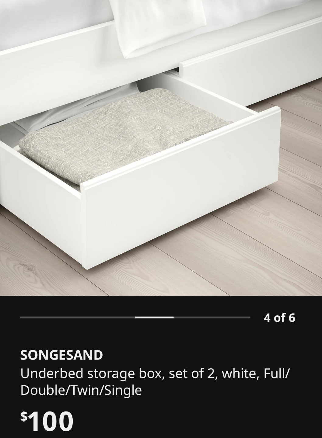 Ikea SONGESAND Underbed 4 Storage Box Set