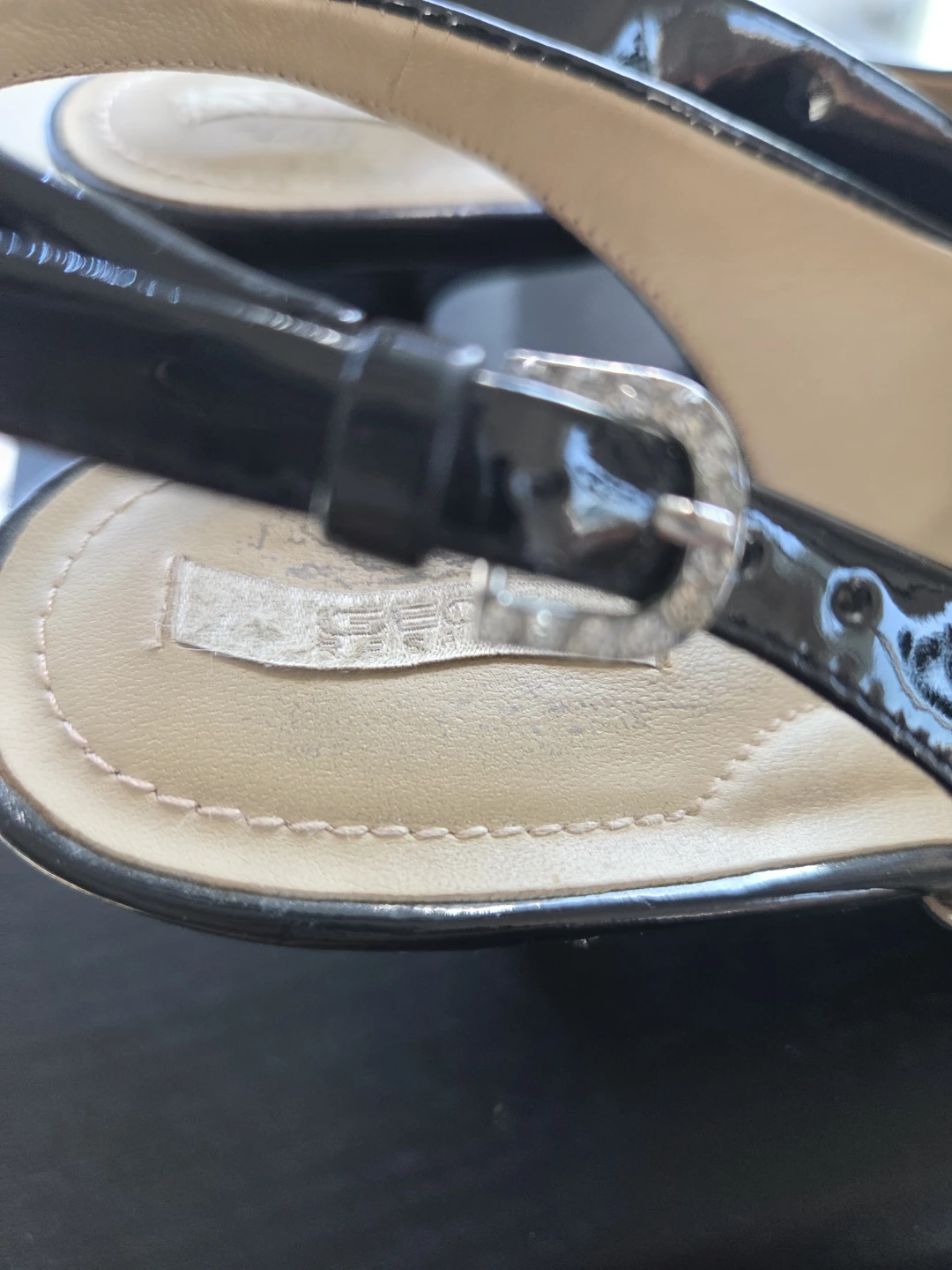 Geox Black Patent Slingback Heels - photo 2