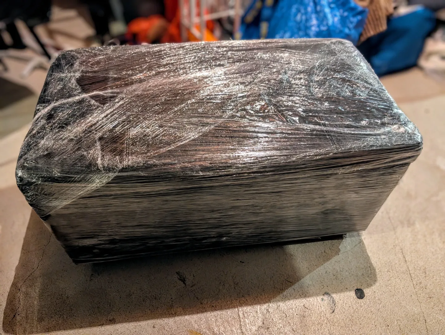 A set of Two black storage boxes with leather sitting - photo 3