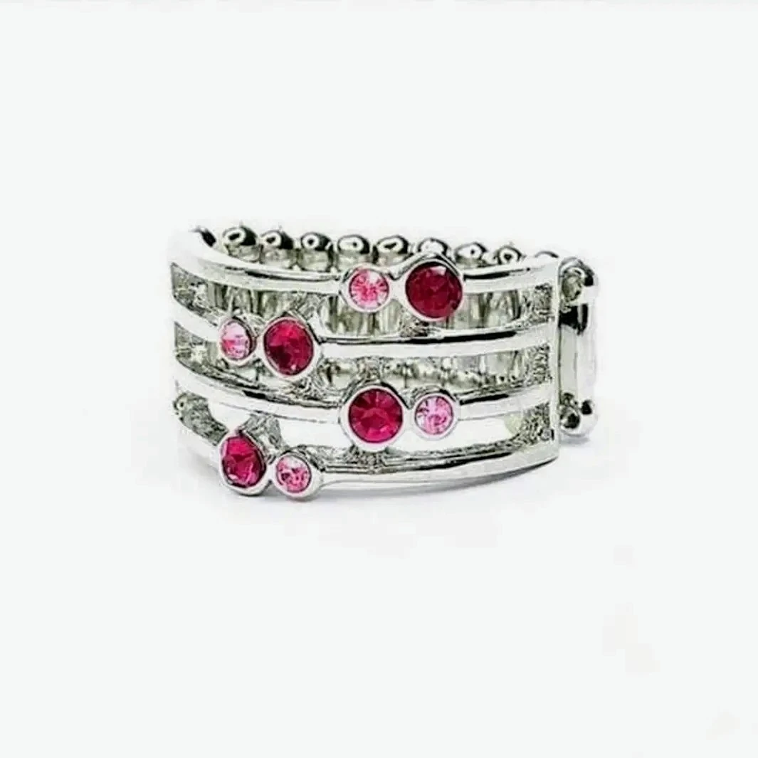 Paparazzi Ring - Silver with Pink Stones