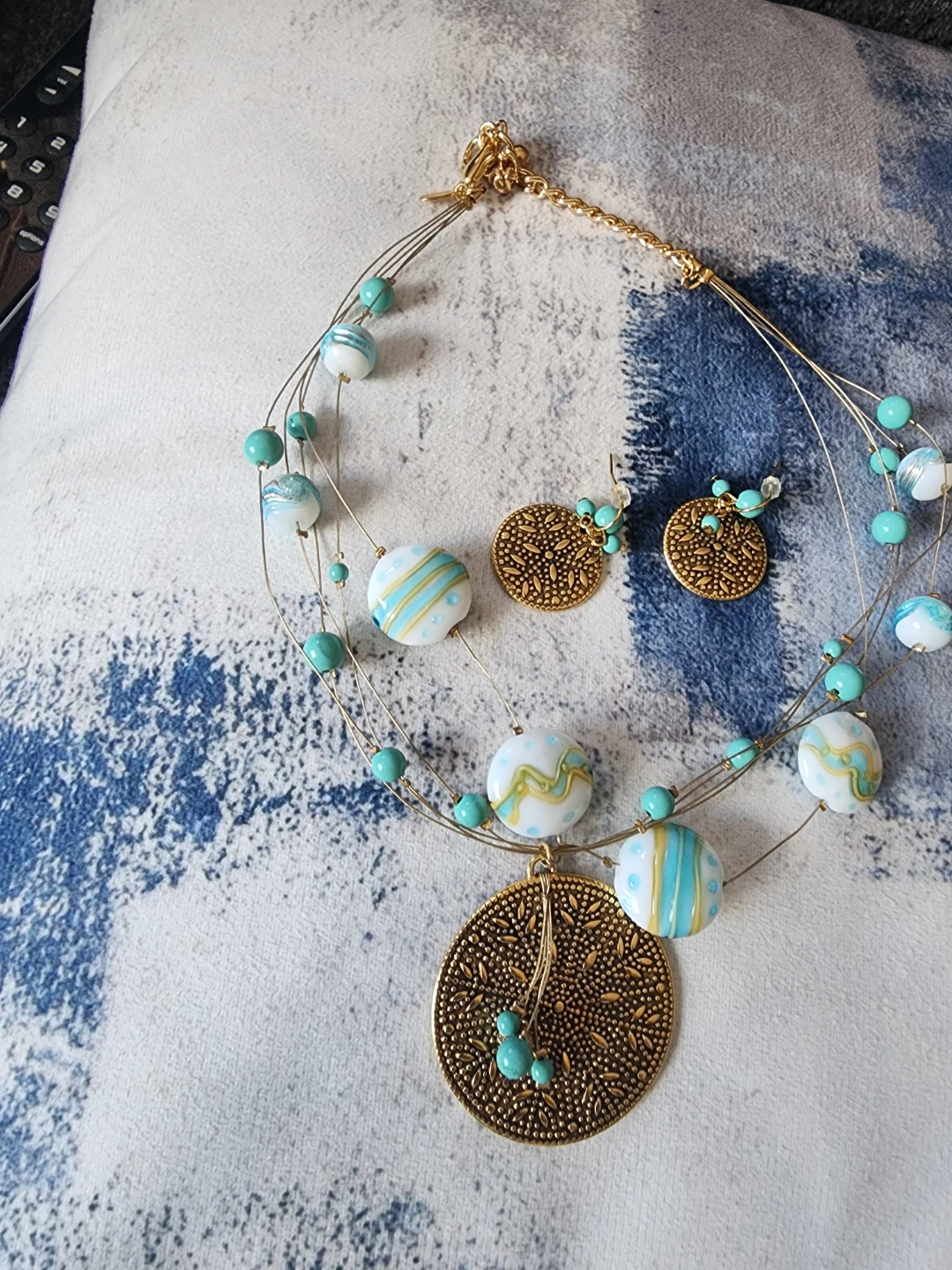 Chico's Beaded Necklace and Earrings Set