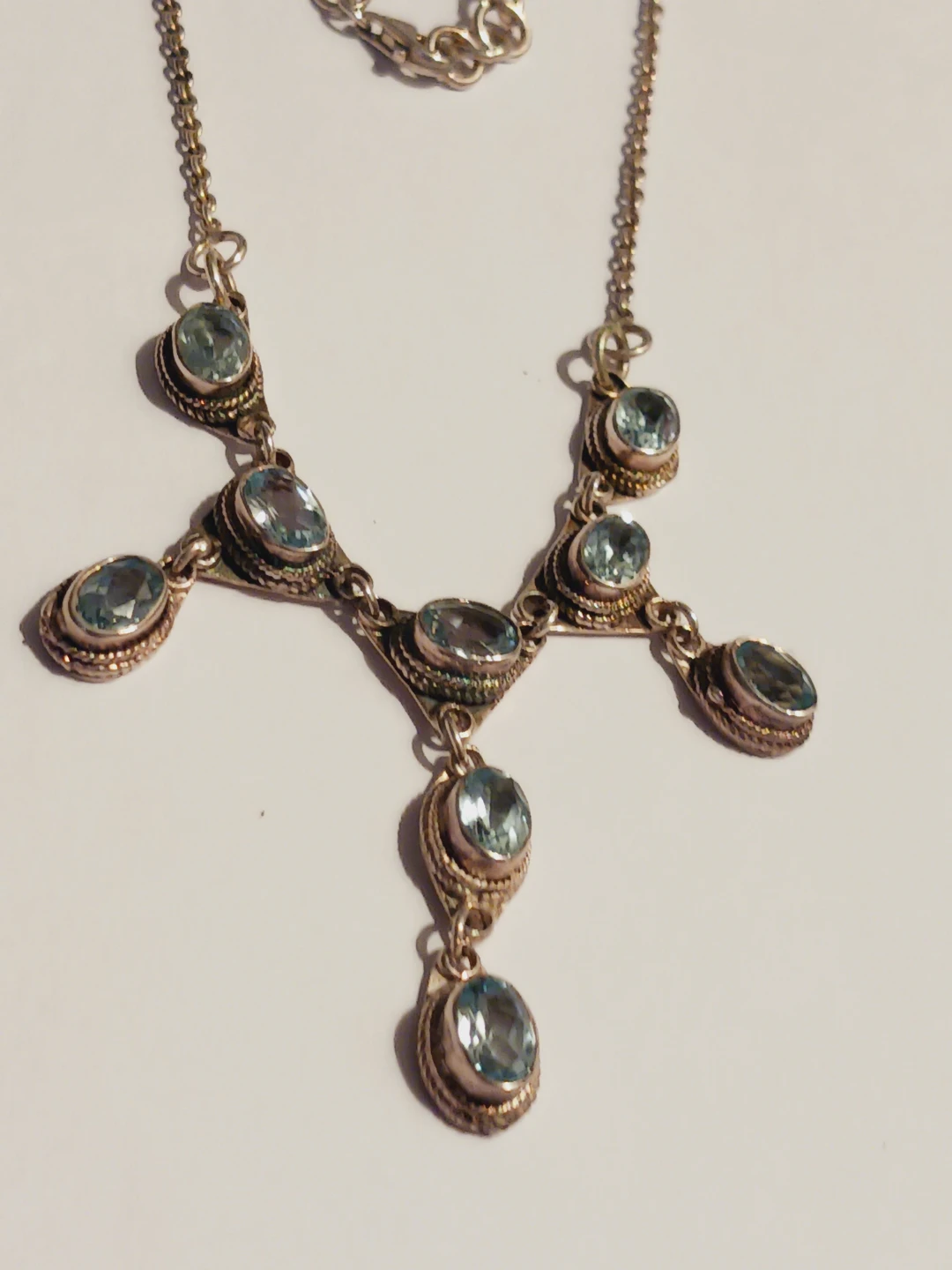 Sterling Silver 925 Blue Glacier Topaz Gemstones ✨️ Necklace