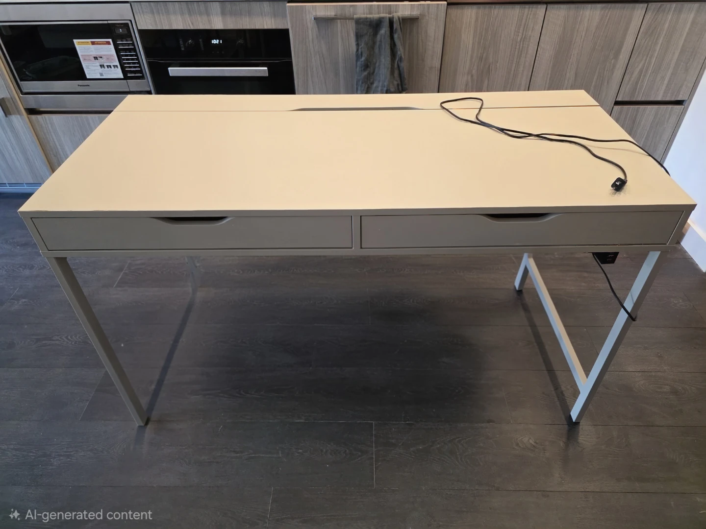 Modern Two Drawer Desk with Power Outlet - photo 2