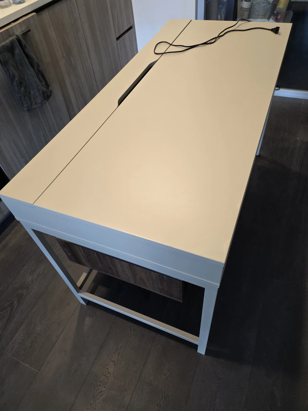 Modern Two Drawer Desk with Power Outlet