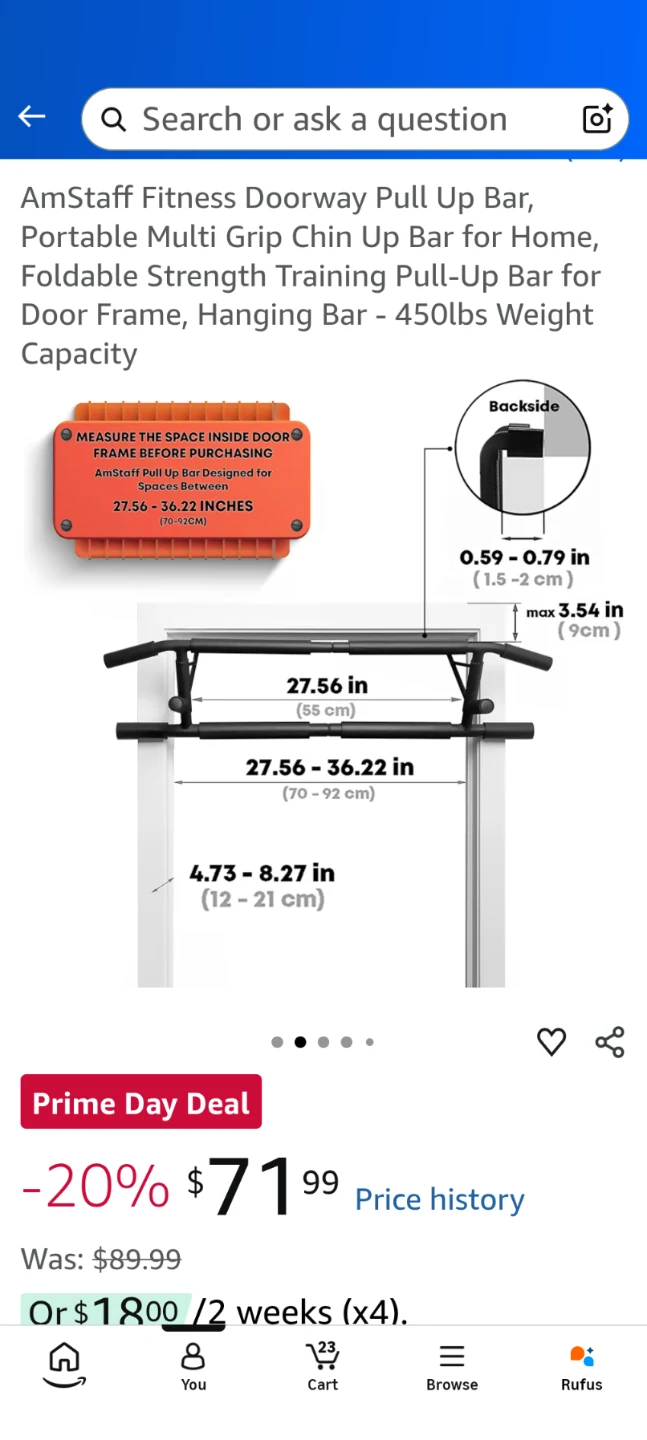 AmStaff Fitness Doorway Pull Up Bar - photo 2