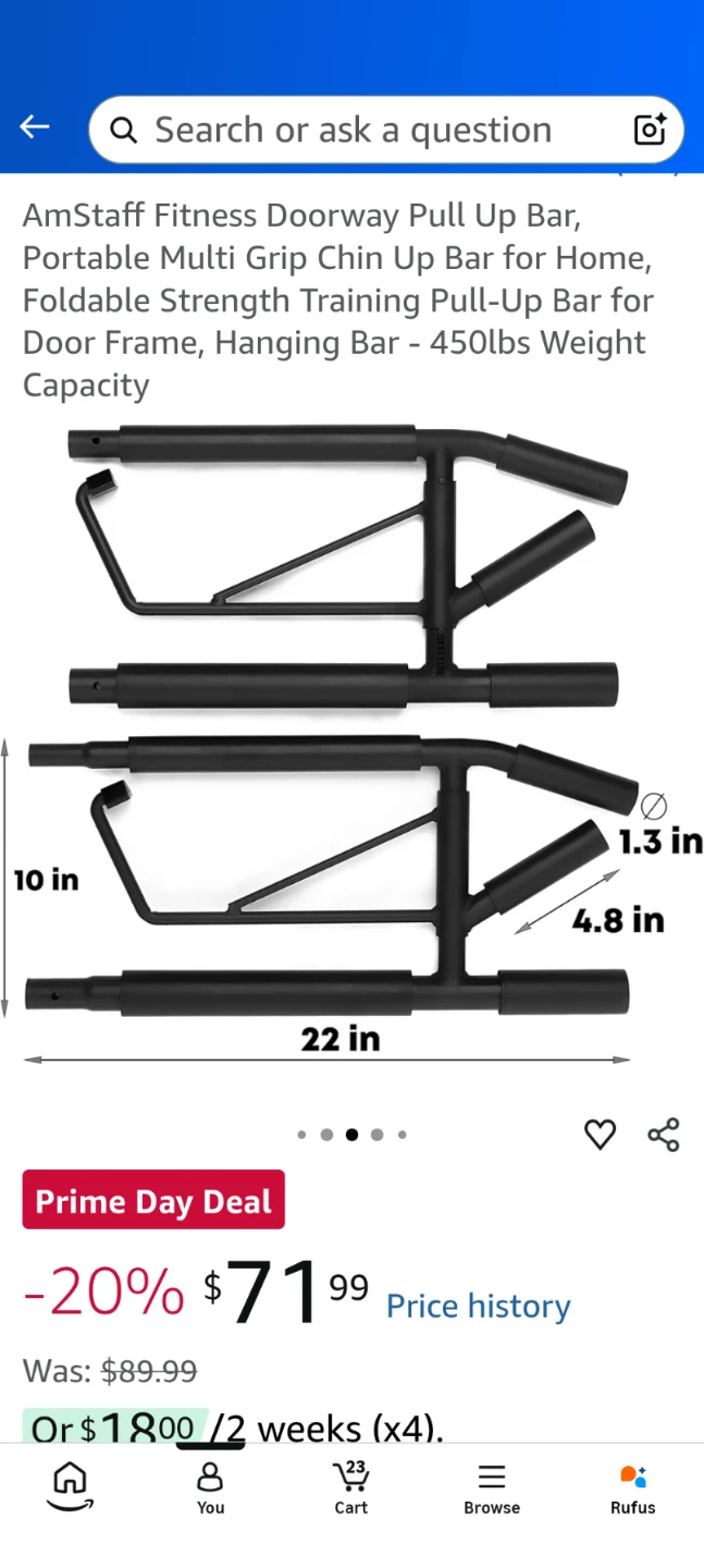 AmStaff Fitness Doorway Pull Up Bar - photo 3