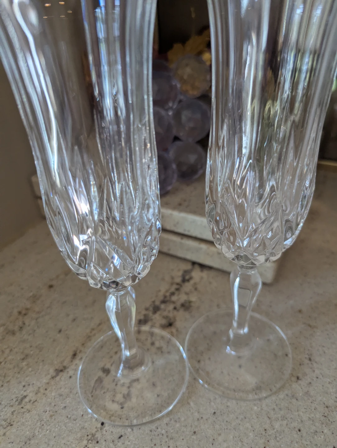 Set of 2 Crystal Flute Glasses
