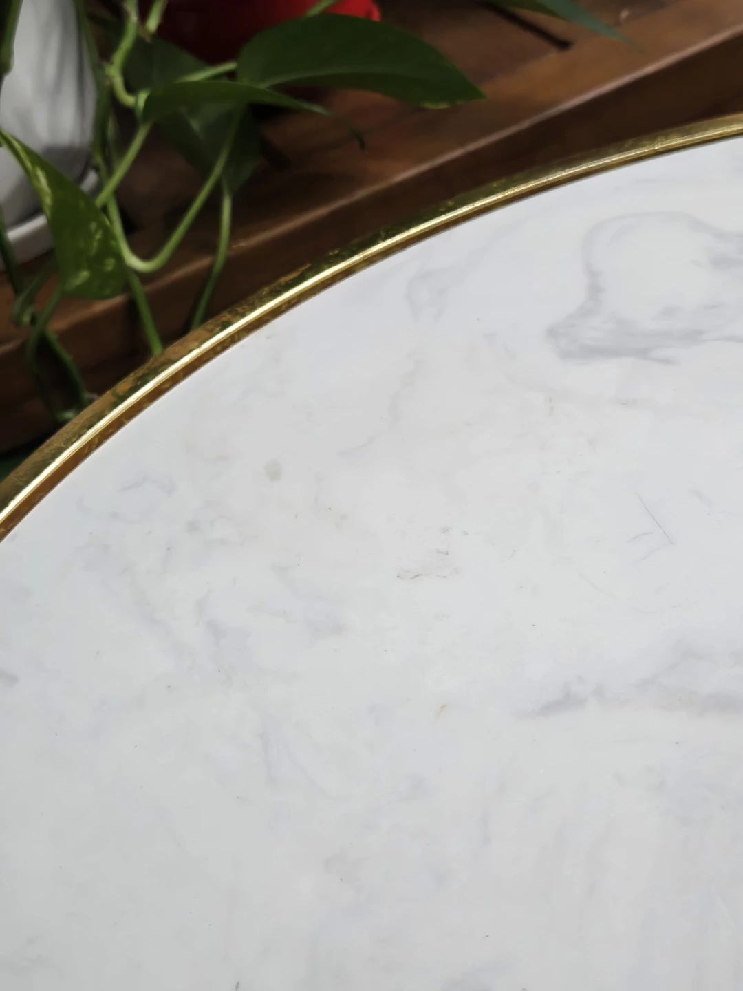 MOVE OUT SALE: Marble Top Accent Table with Gold Legs - photo 2