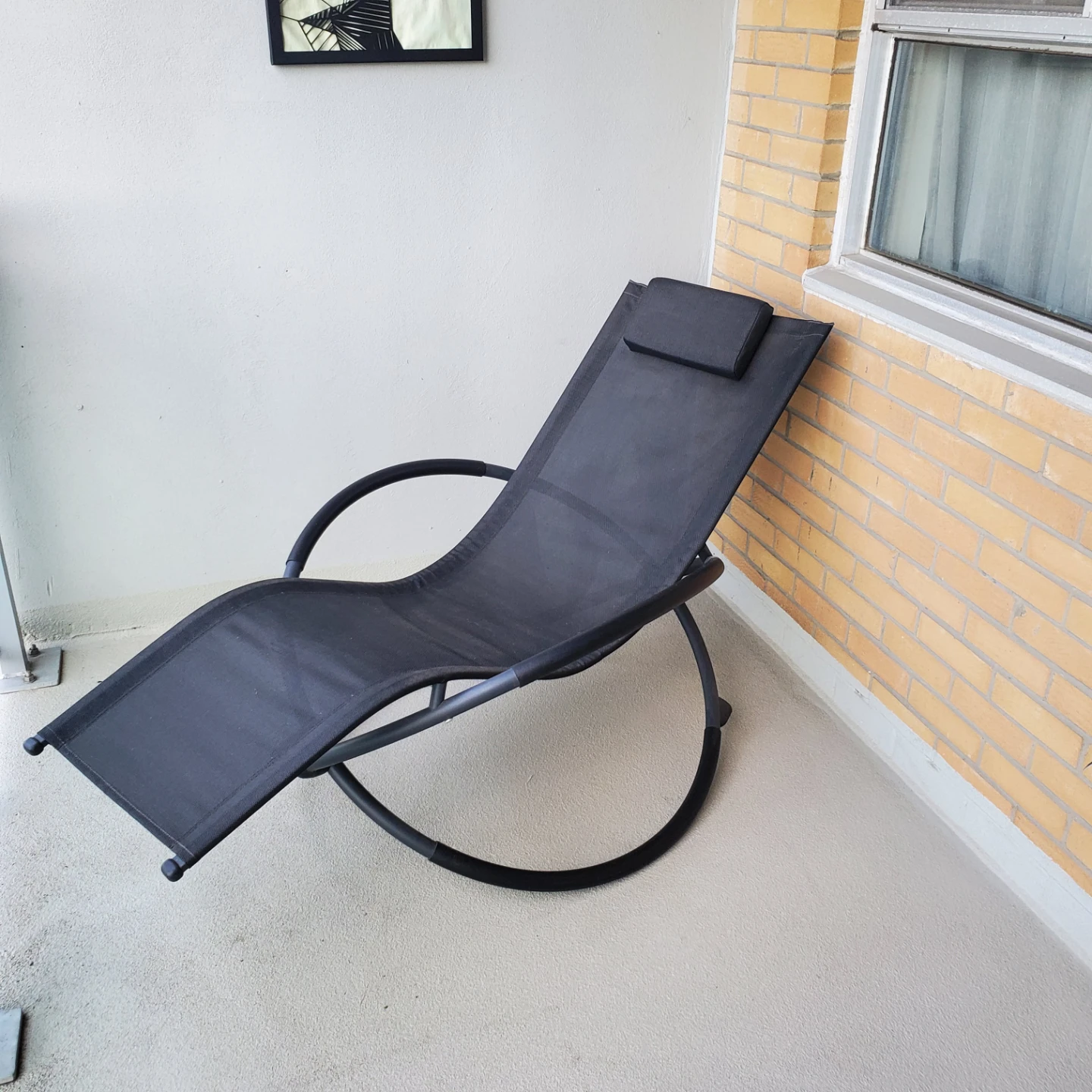 Black Mesh Foldable Rocking Lounge Chair