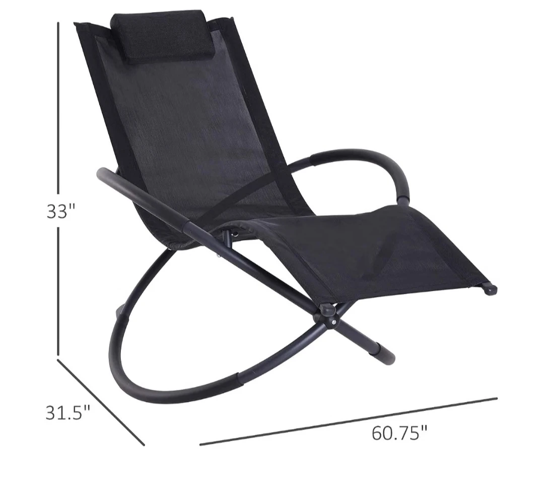 Black Mesh Foldable Rocking Lounge Chair - photo 2
