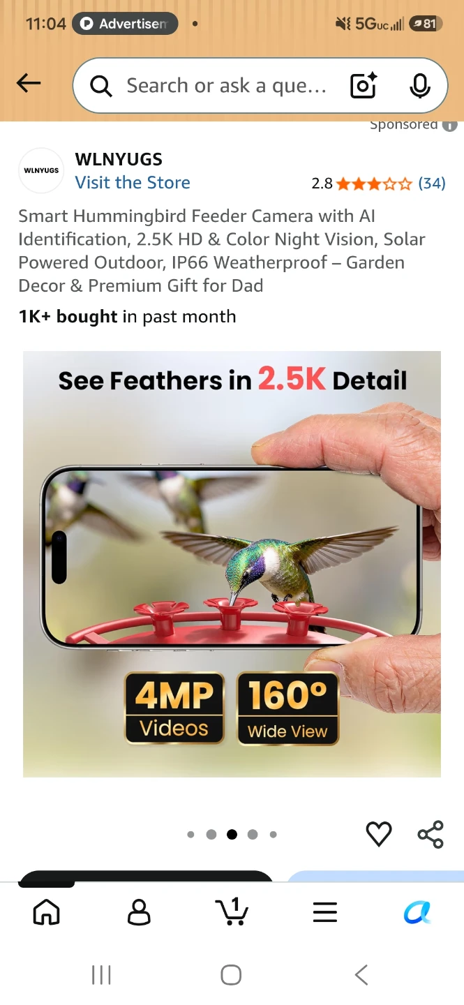 WLNYUGS Smart Hummingbird Feeder Camera with AI - photo 3
