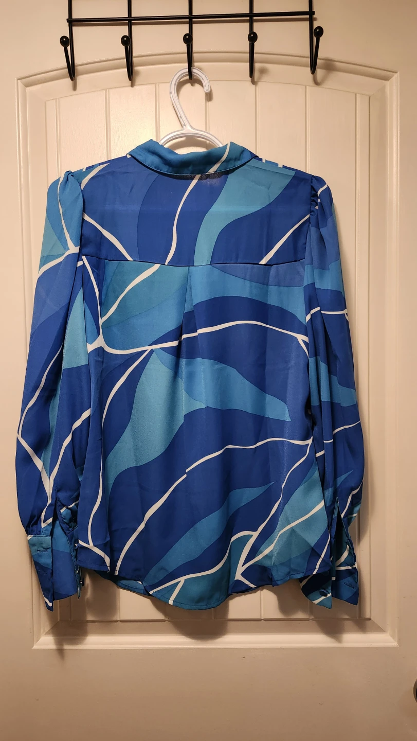 BTFBM Blue Swirl Print Blouse - Size S - photo 2