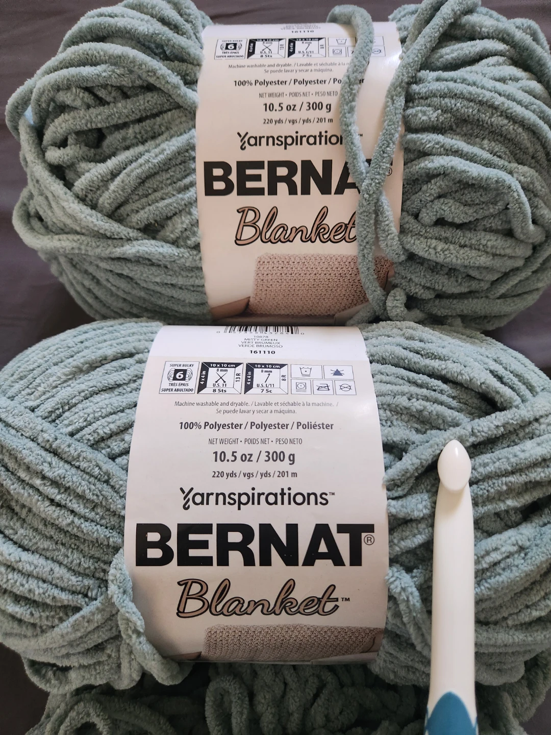 NEW- Bernat Blanket Yarn + Crochet Hook
